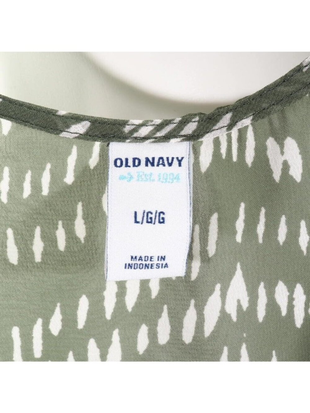 Old Navy Womens Large Tunic Tank Green & White Sleeveless Sheer - Picture 8 of 9
